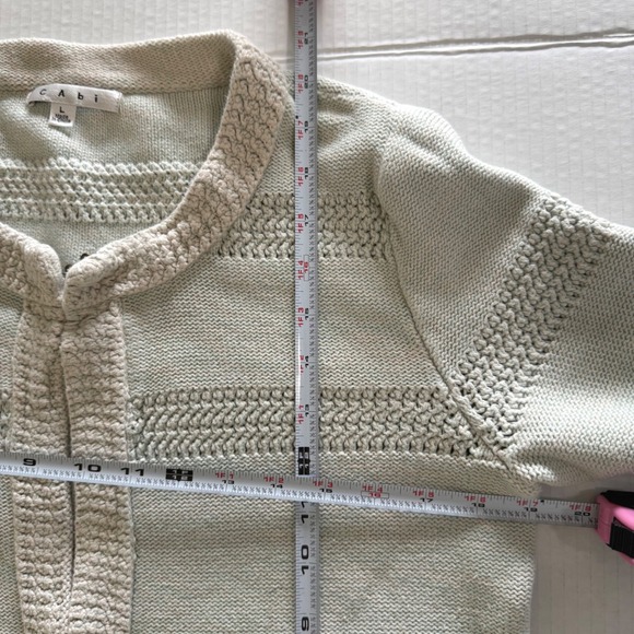 Vintage Cabi Mint Green Cotton Textured Knit Cardigan Lady Jacket 203 Womens L - Picture 7 of 7